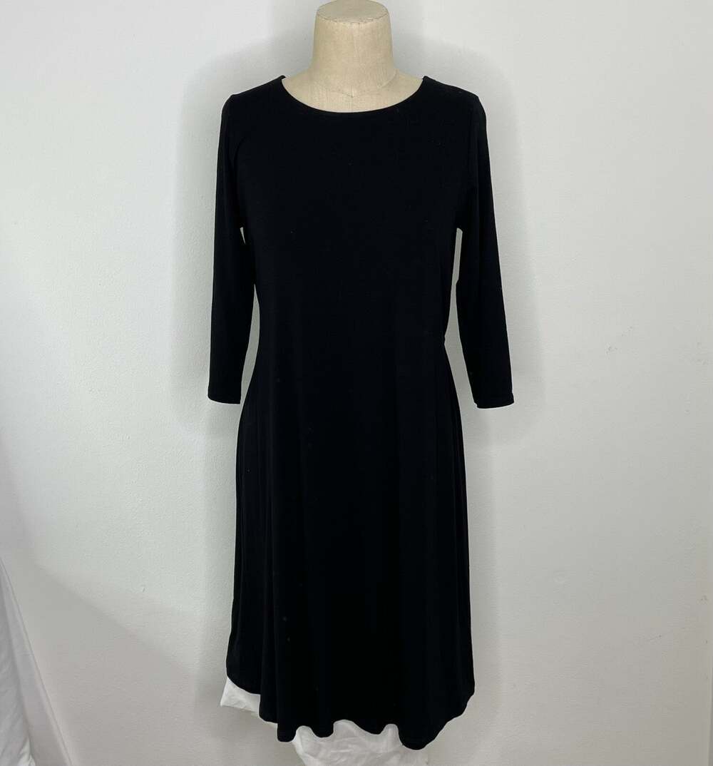 Eileen Fisher Size XS Viscose Spandex Tie Back Dress Black Nice